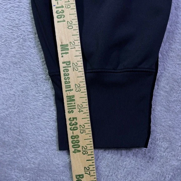 Athleta Venice Velvet Stripe Jogger Black Womens Size M Ribbed Waist Zip Pockets - Picture 6 of 16